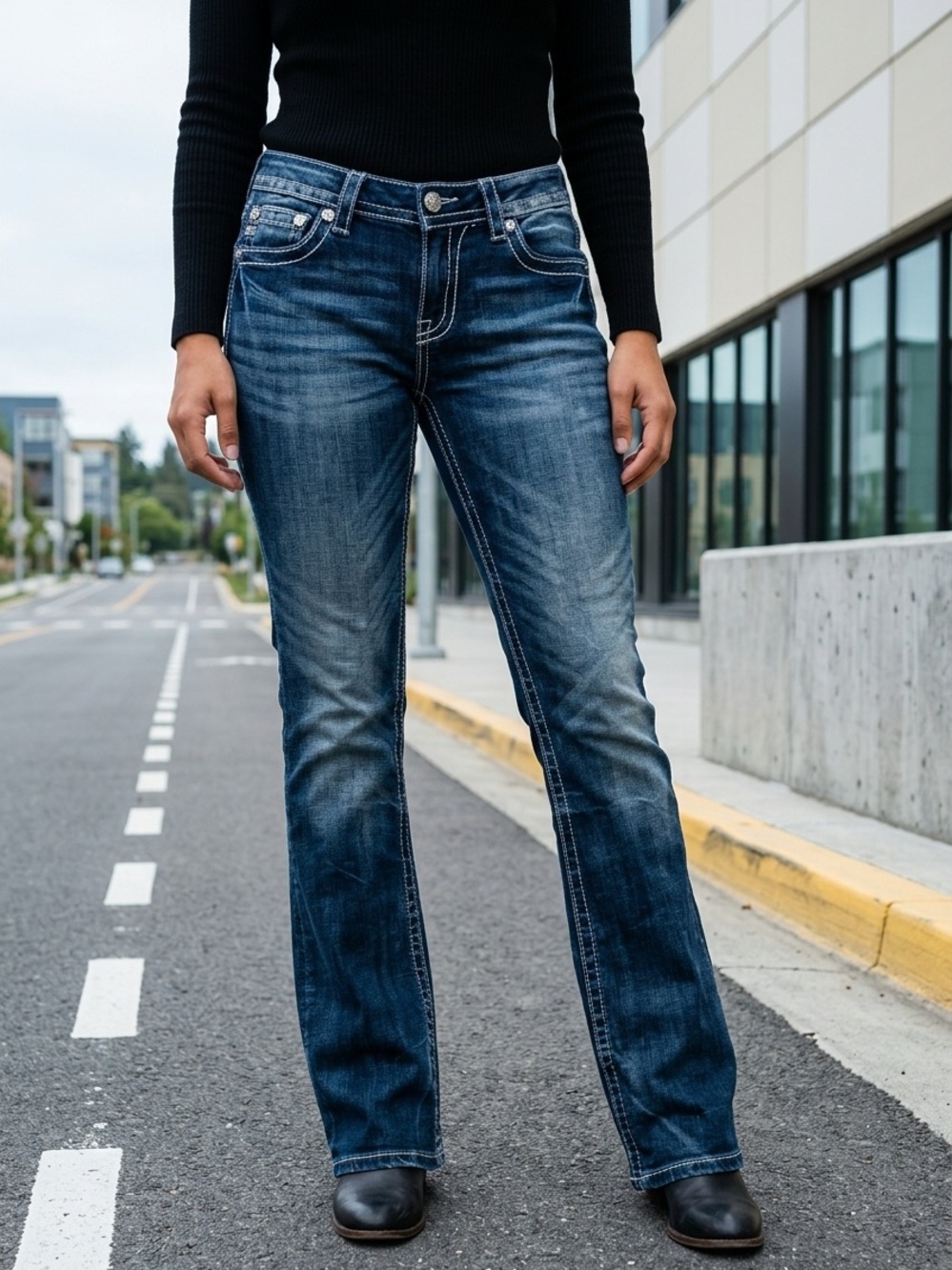 Miss Me Mid-Rise Bootcut Women's Jeans - Dark Blue